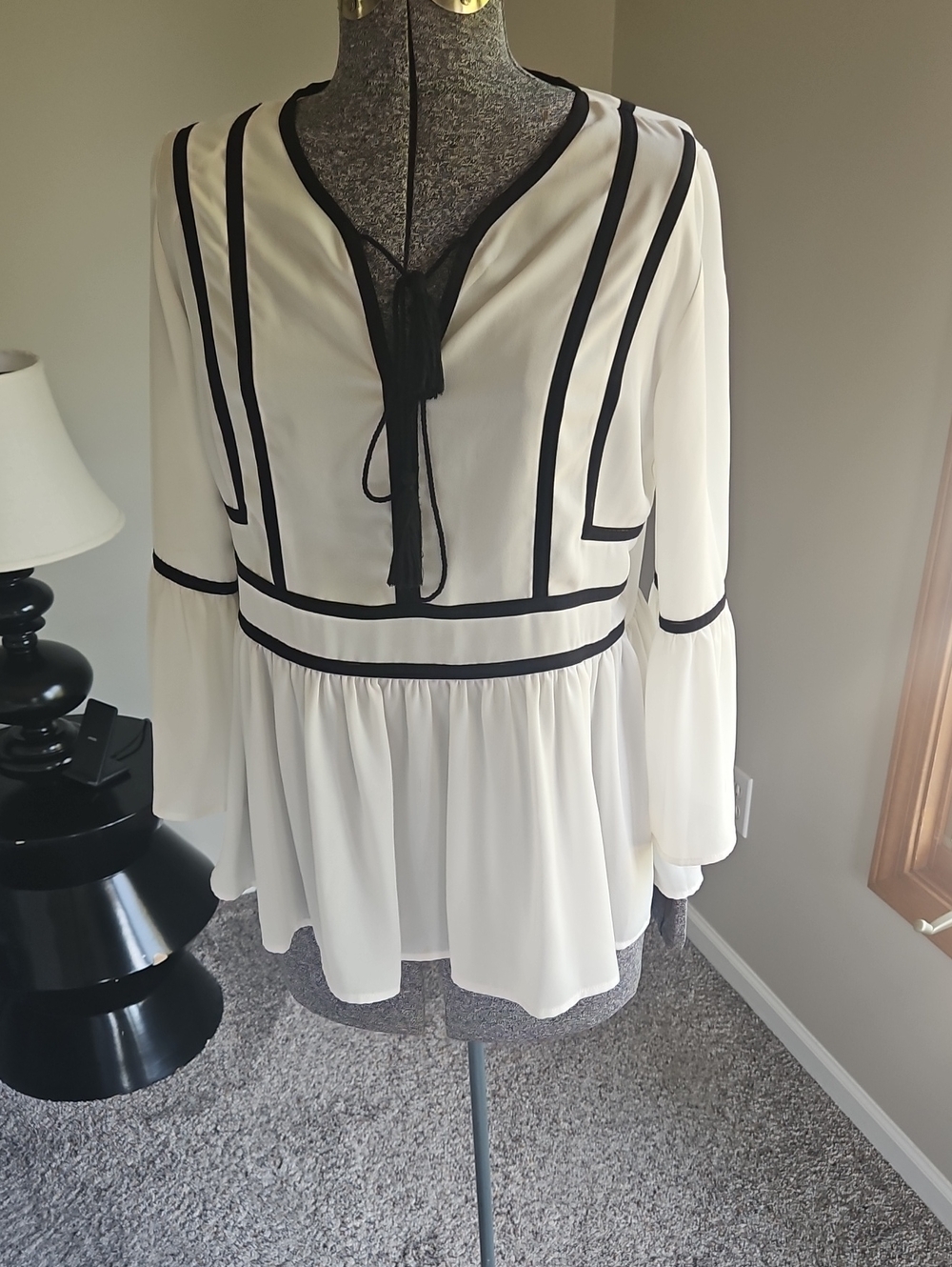 Nanette Lepore Flared Bell Sleeve Peplum Blouse
